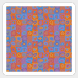 Vibrant Tropic Sky  - Retro Geometric Wobbly Square Grid Pattern Sticker